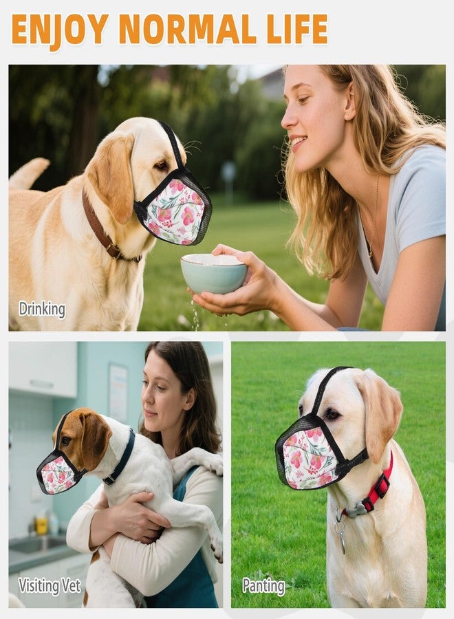 KOOLTAIL Dog Muzzle, Soft Muzzle for Small Medium Large Sized Dogs to Anti & Prevent Barking Grooming Biting, Reflective Adjustable Air Mesh Basket Muzzles, Allows Panting and Drinking, Floral S - Image 3